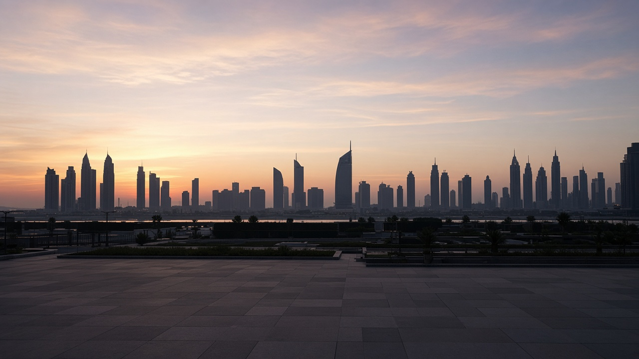 Quiet architecture in the United Arab Emirates, atmospheric illustration without logos.
