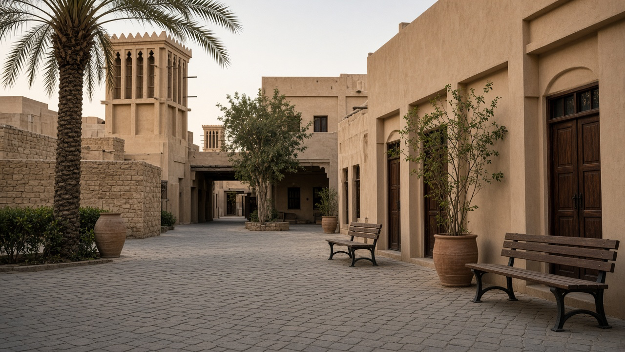 Architectural atmosphere in Sharjah, without logos or readable signs.