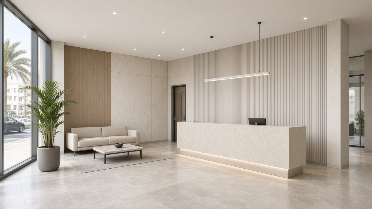 Architectural atmosphere in Ajman, without logos or readable signs.