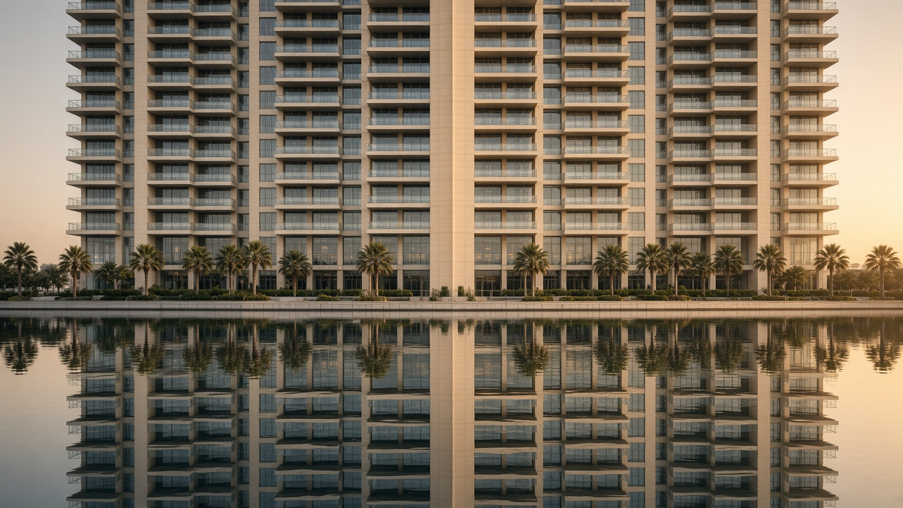 Architectural atmosphere in Abu Dhabi, without logos or readable signs.