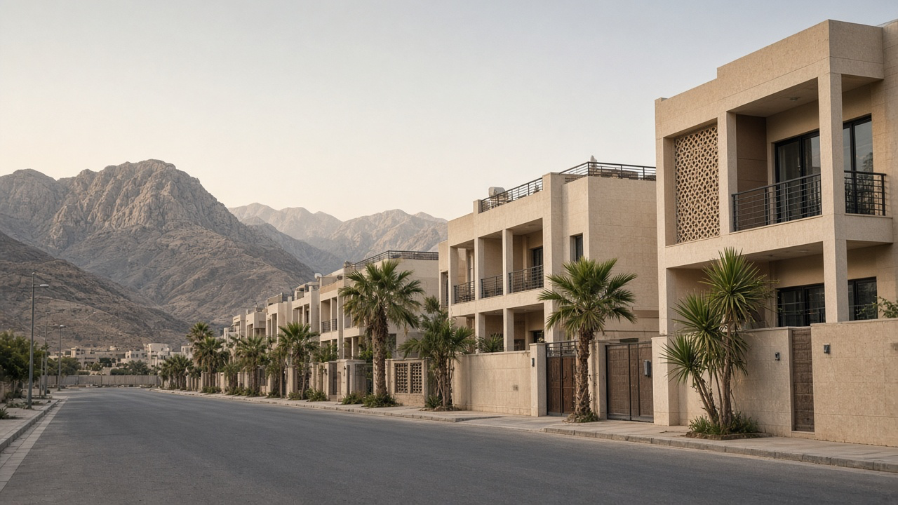 Architectural atmosphere in Fujairah, without logos or readable signs.