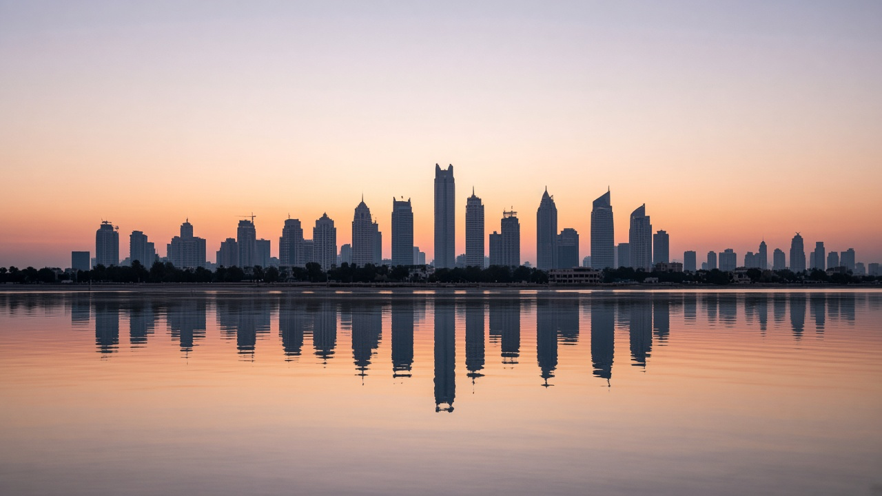 Quiet architecture in the United Arab Emirates, atmospheric illustration without logos.